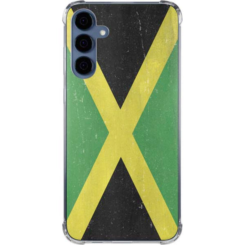 Jamaica Flag Distressed Galaxy A35 5G Clear Case